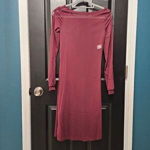 Weissman Balera NWOT child large raisen maroon sheer dance costume dress